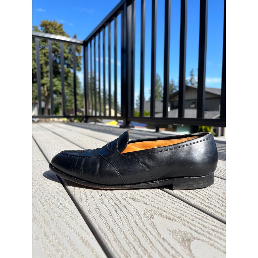 Edward Green Penny Loafers Flat Dress Shoes Men's Size US 10.5 D Black Leather - Picture 3 of 11
